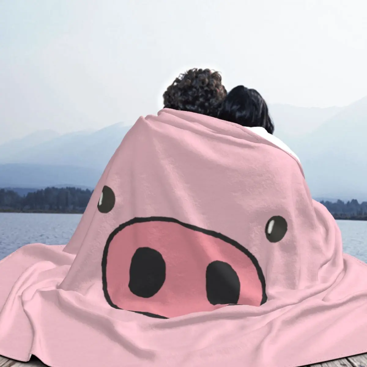 Cute Pig Fuzzy Blanket Animals Lover Customized Throw Blankets for Bed Sofa Couch 125*100cm
