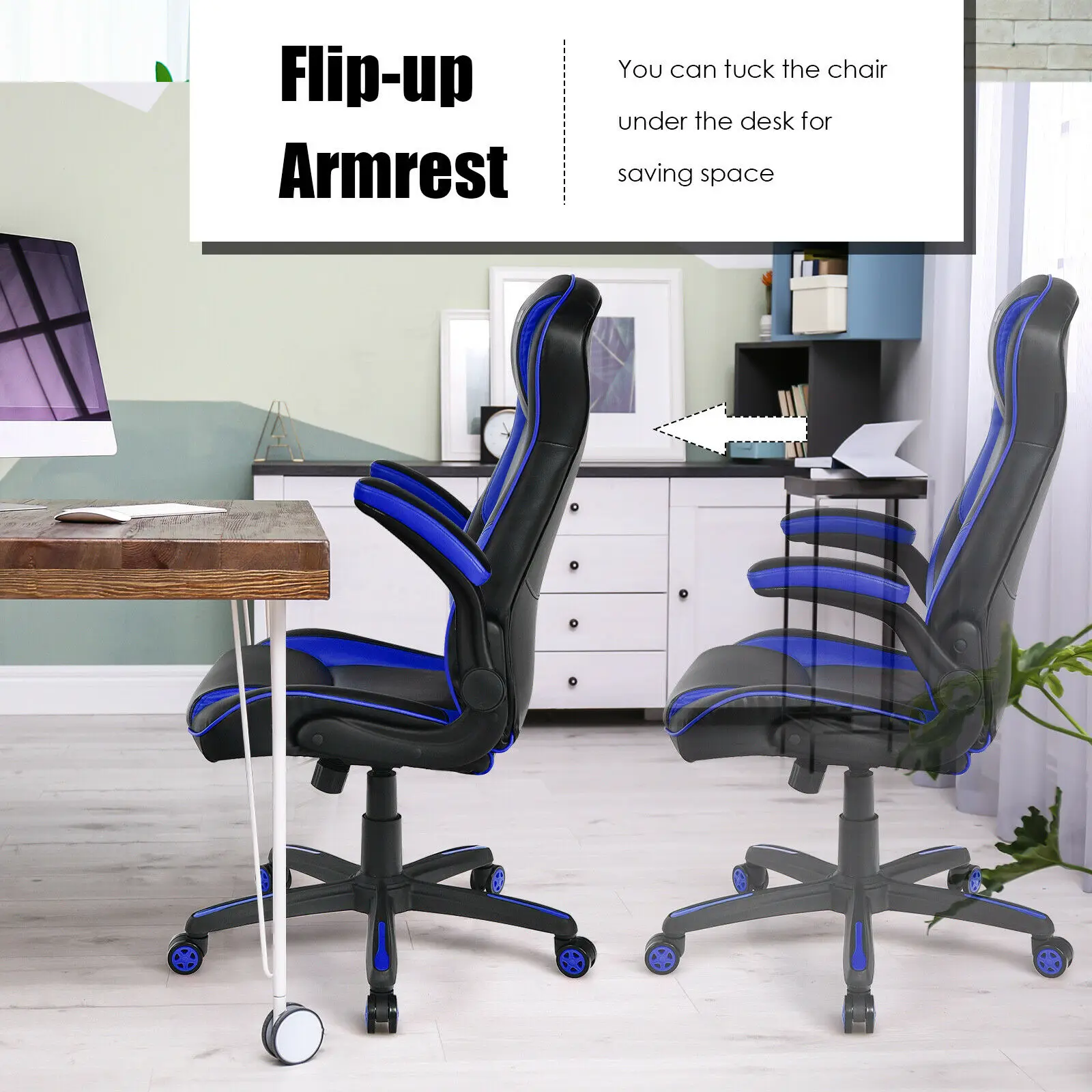 Description Picture 3 of itemRacing Style Office Chair Ergonomic Adjustable Computer Chair w/Flip-up Arm