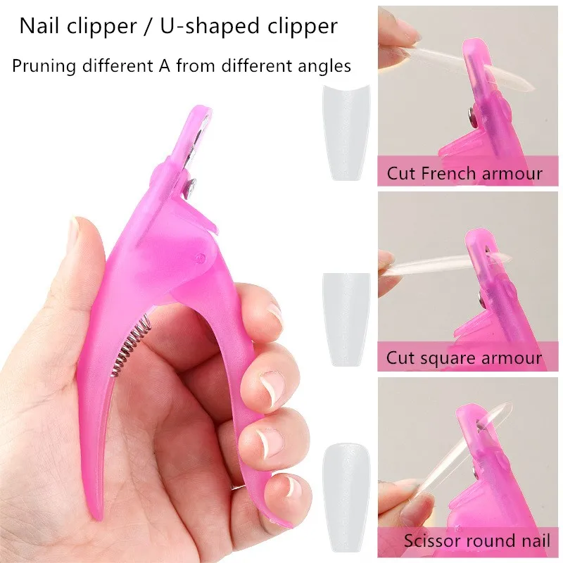 

1PC Professional Nail Art Clipper Special Type U Word False Tips Cutters Manicure Colorful Stainless Steel Manicure Accessories