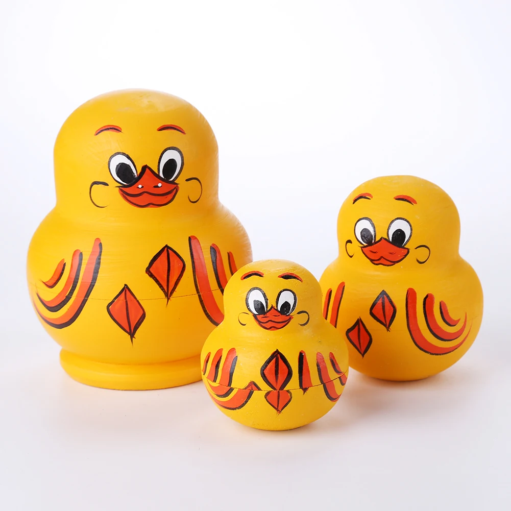 Nesting Dolls 10 Layers Russian Nesting Dolls Toys Yellow Duck Matryoshka Dolls for Kids Adult Handmade Hand-painted Arts Crafts