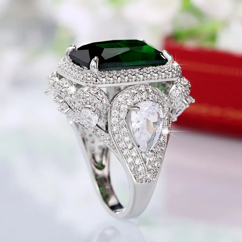 Turkish Rings For Women Emerald Green Cubic Zirconia Ring