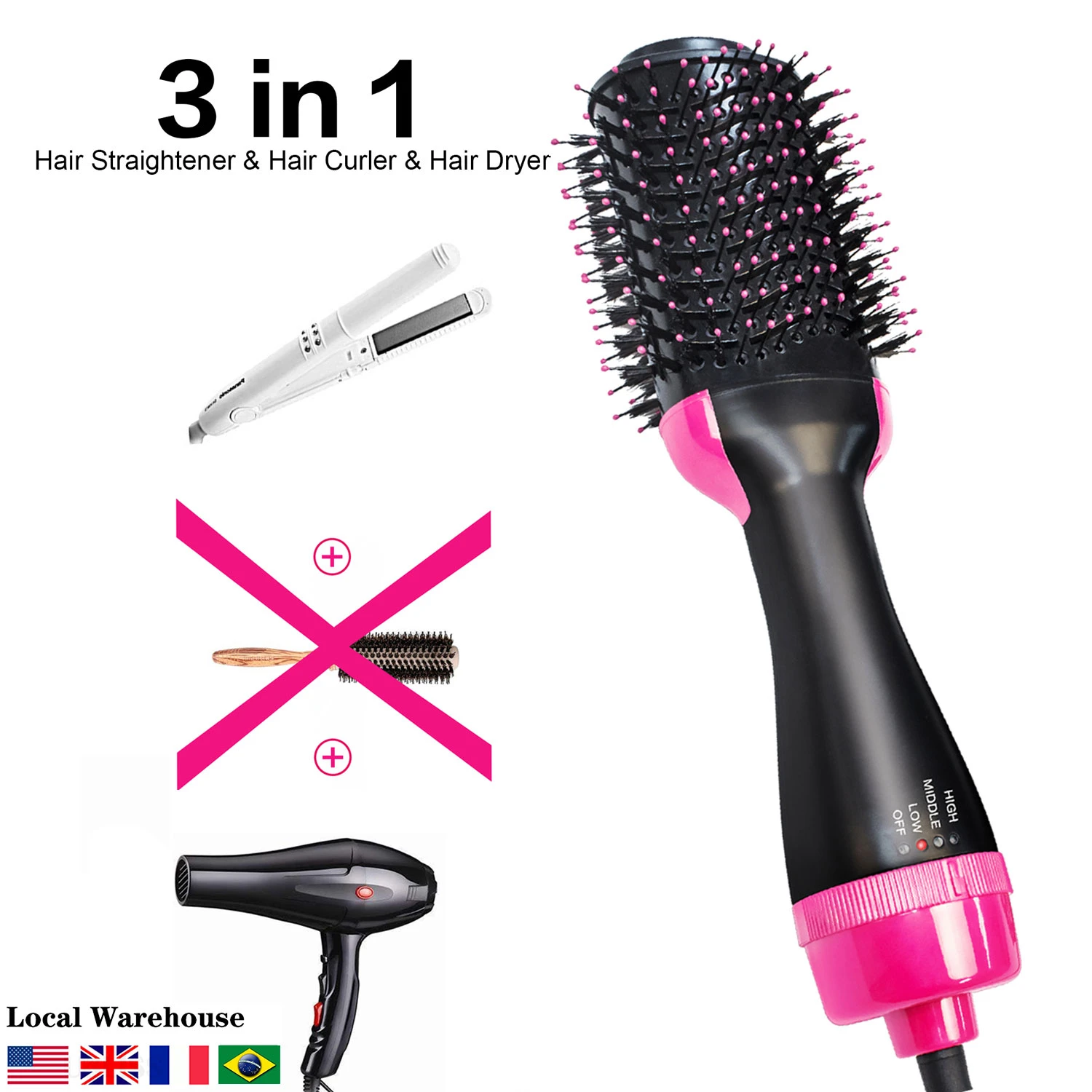 One Step Hot Air Brush 2 In 1 Volumizer Hair Dryer Hair Straightener Curler  Comb Electric Blow Dryer Brush Hair Styling Tools - Hot-air Brushes -  AliExpress