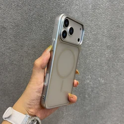 Ultrathin Magnetic Translucent Matte Phone Case with Wireless Charging Capability - iPhone 15 (Silver)