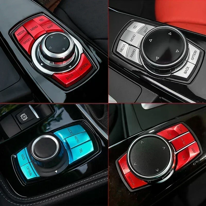 

For BMW 1 2 3 4 5 6 7 Series X1 X3 X4 X5 X6 F10 F30 F15 F16 5pcs Center Multimedia Buttons Cover Trim Aluminium Alloy iDrive