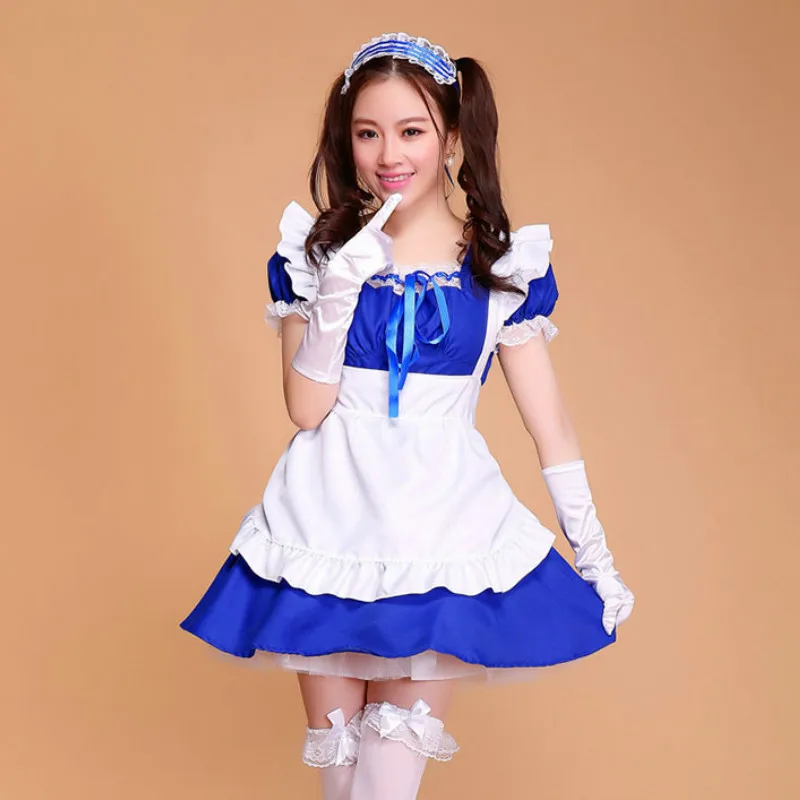 

2023 Woman Cute Maid Dress Kawaii Cosplay Dress + Apron + Hair Band Oversized Japanese Anime Costume Lace Ruffle Spring Fall New