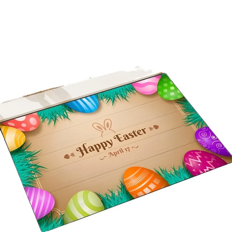 Easter Rabbit Eggs Flowers Washable Doormat Easter Decor Floor Mat Indoor and Outdoor Entrance Bathroom Doormat Bedrooom Carpet 5