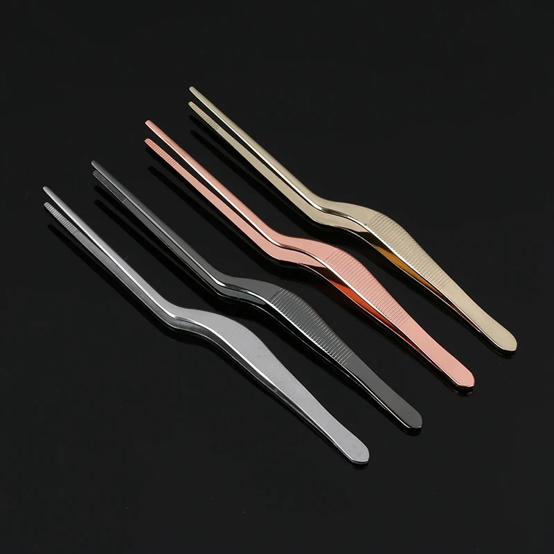 Set 3 Pinzette Da Cucina In Acciaio Inox - 16 Cm, Con Punte Offset E Impugnatura Scanalata, Antiscivolo, Lavabili In Lavastoviglie, Per Grigliate E Precisione
