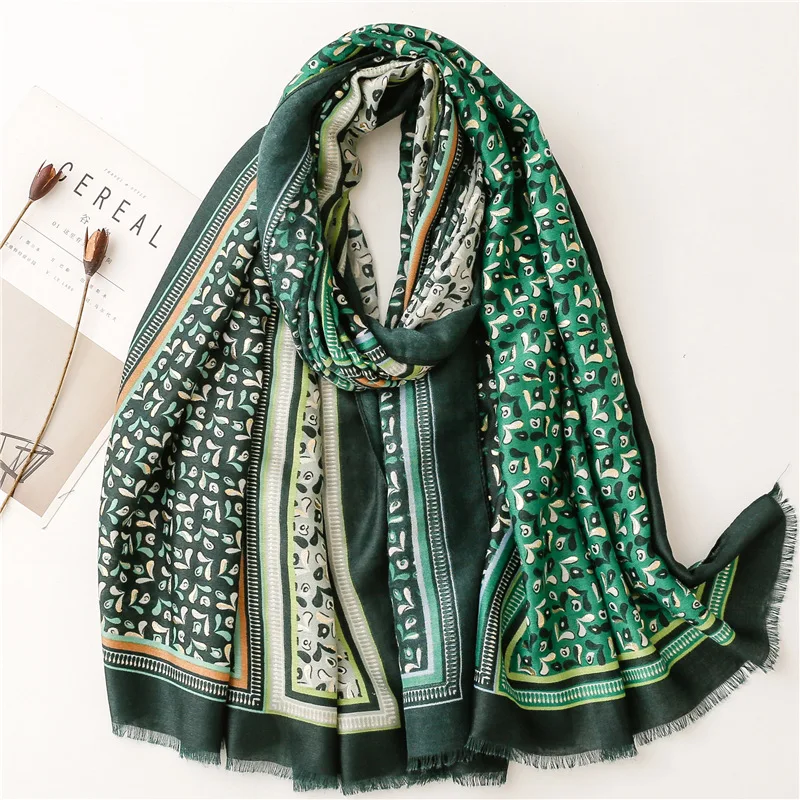 Autumn New Fashion Viscose Scarf Aztec Paisley Floral Fringe Hijab Shawls and Wraps Female Foulard Echarpe Muslim Sjaal 180*90Cm