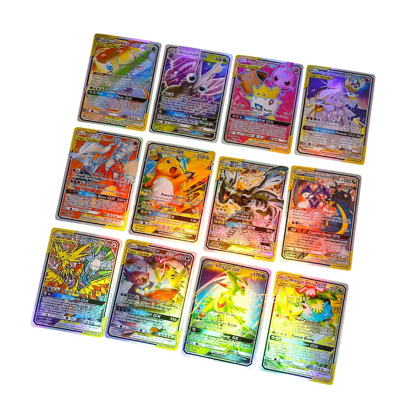 

100Pcs/Set Pokemon DIY PTCG Cards Vmax EX GX MEGA Trainer Pikachu Charizard Hobbies Collectibles Game Anime Flash Card Gift Toys