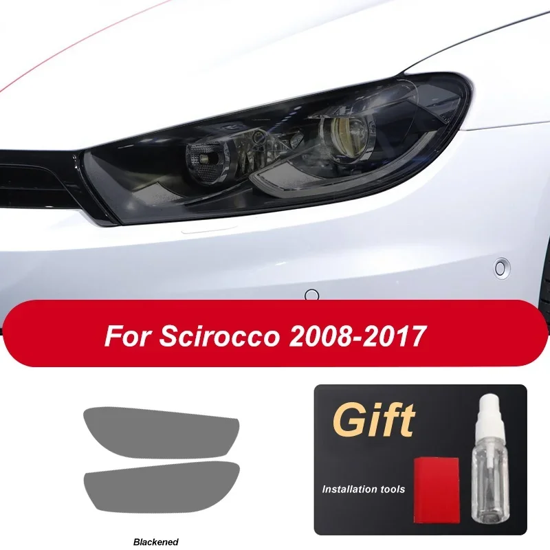 

2 Pcs car headlights protective film repair for Volkswagen Scirocco 2008-2017 accessories transparent black TPU sticker