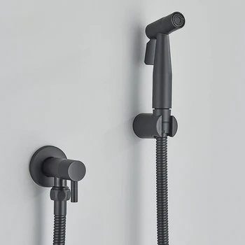 ชุดปืนฉีดน้ำสำหรับห้องน้ำชุดทำความสะอาดห้องน้ำหัวฉีดบูสเตอร์หัวฉีดแปรงสแตนเลสวาล์วมุมทองชุดสเปรย์สามชิ้น 1