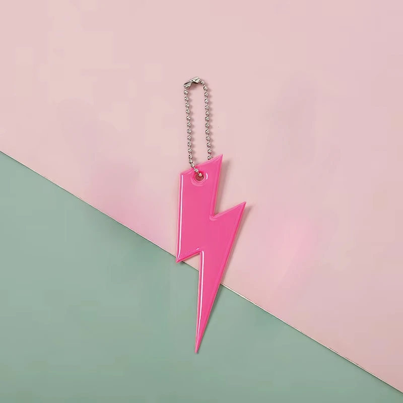 Colorful Lightning-Shaped Reflective Keychain Pendant