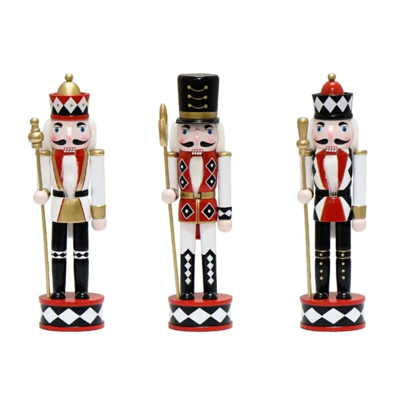 

H55A 30cm Christmas Nutcrackers Puppet Home Decorations Wood Hand Painted King Figurine Ornaments 2023 New Year Holiday Gift