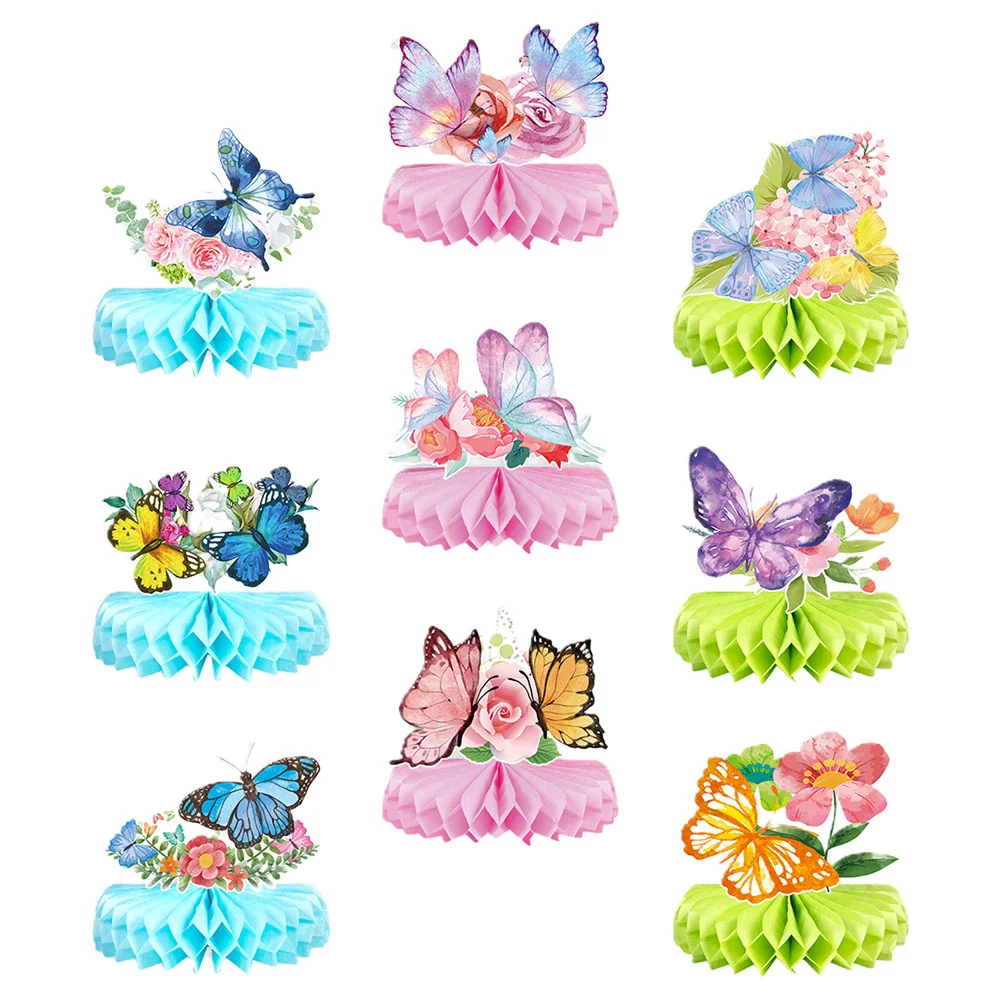 

9 Pcs Butterflies Decor Craft Honeycomb Party Tabletop Paper Fan Decoration Home Desktop Unique Baby