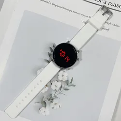 Elegant Unisex LED Watch with Silicone Strap - Stylish Digital Timepiece for Women and Men, Casual Sports Design (WHITE)