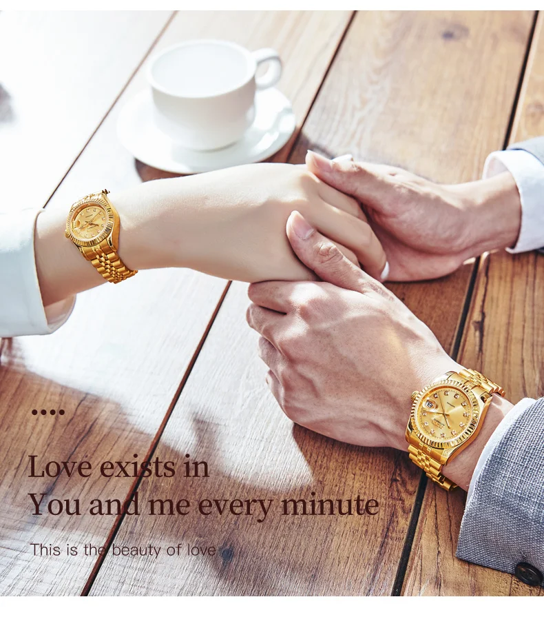 Montre Couple Automatique JSDUN - Saphir, Acier & Étanche 3 Bar Ensemble de montres JSDUN pour couple dans un coffret cadeau élégant