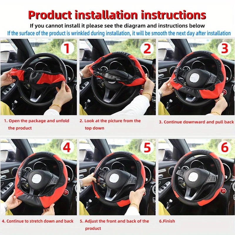 Coprivolante per Auto, Coprivolante Protettivo in Pelle Elastica, Antiscivolo e Traspirante, Accessori per Interni Auto - Image 5