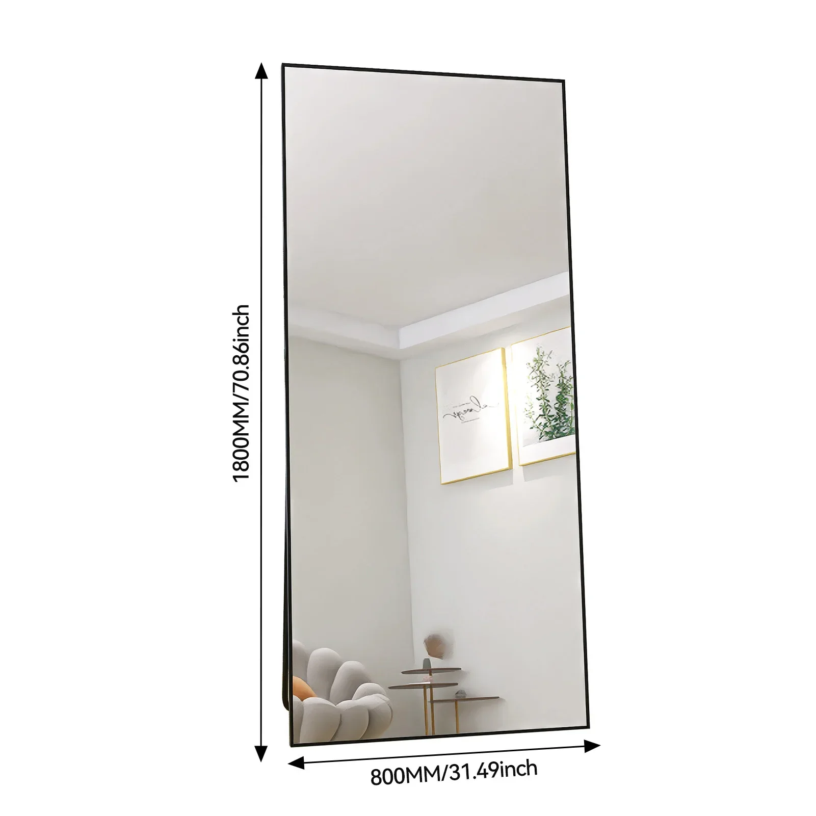 Anajqaqia Full-Length Mirror 180x80cm,2 in 1 Rectangular Floor or Wall Mirror,Hanging Standing Mirror HD forLiving Room Bedroom