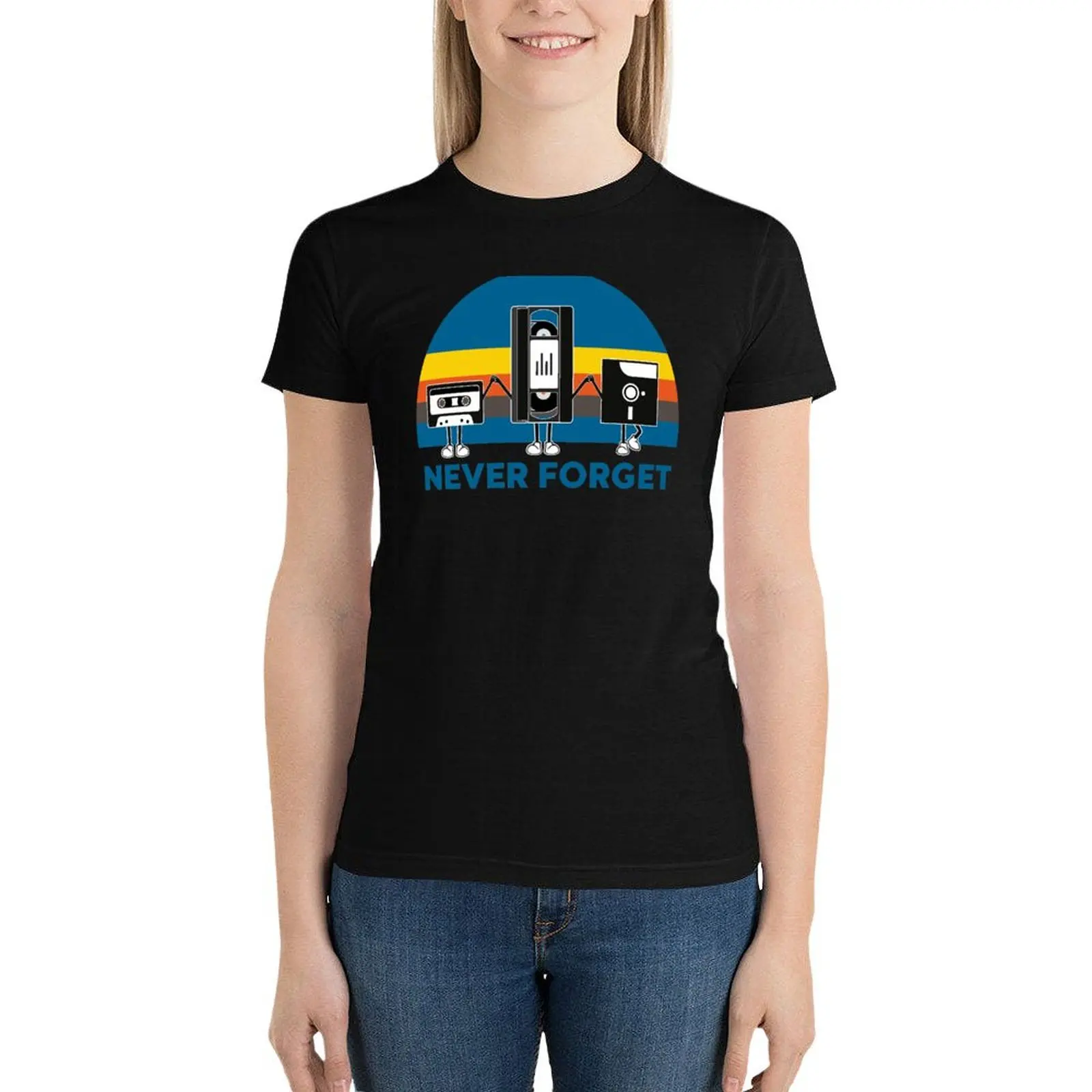 Never Forget | Vintage Retro Graphic Design | Computer Floppy Disks Cassette | Cool Gifts T-Shirt graphics Woman T-shirts