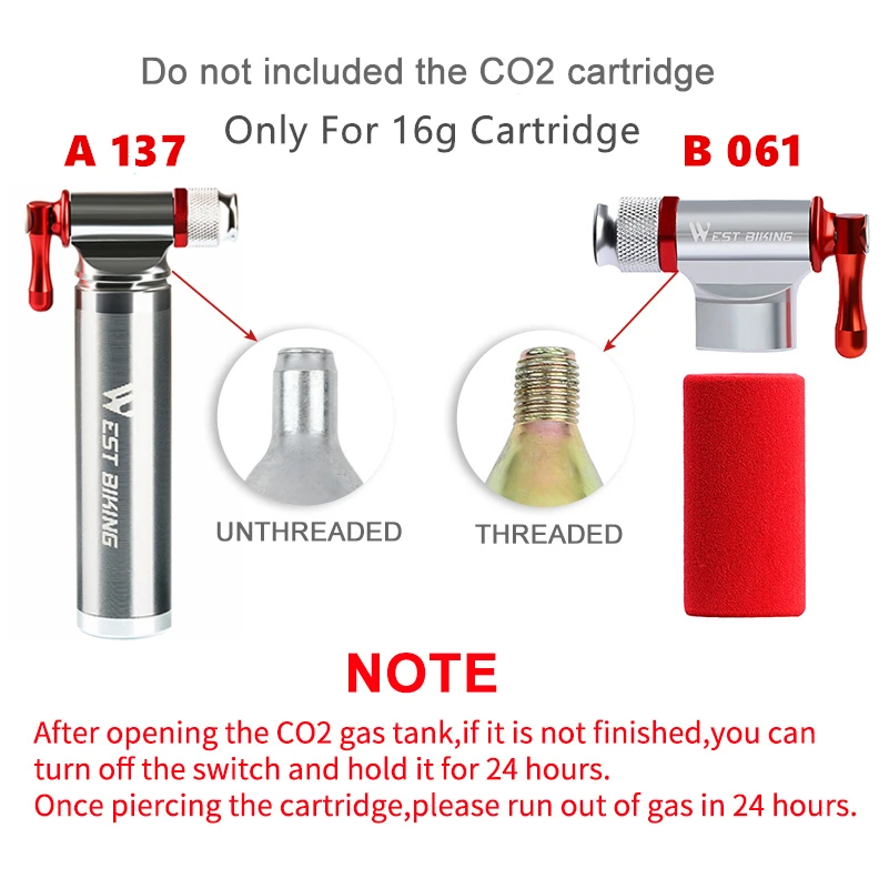 West Biking Co2 Bike Tire Inflator Unthreaded WEST BIKING Portable