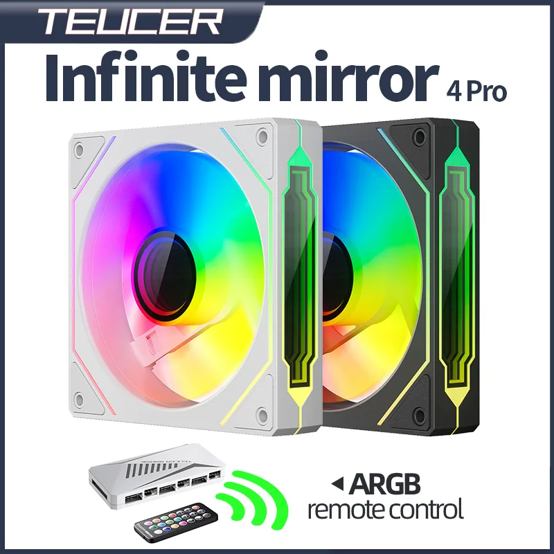 Teucer-espelho Infinito Ventilador para pc 4pro Refrigerador de Água Pwm Ventilador de Refrigeração Cpu Espaço Ilimitado Controlo Remoto 120 mm