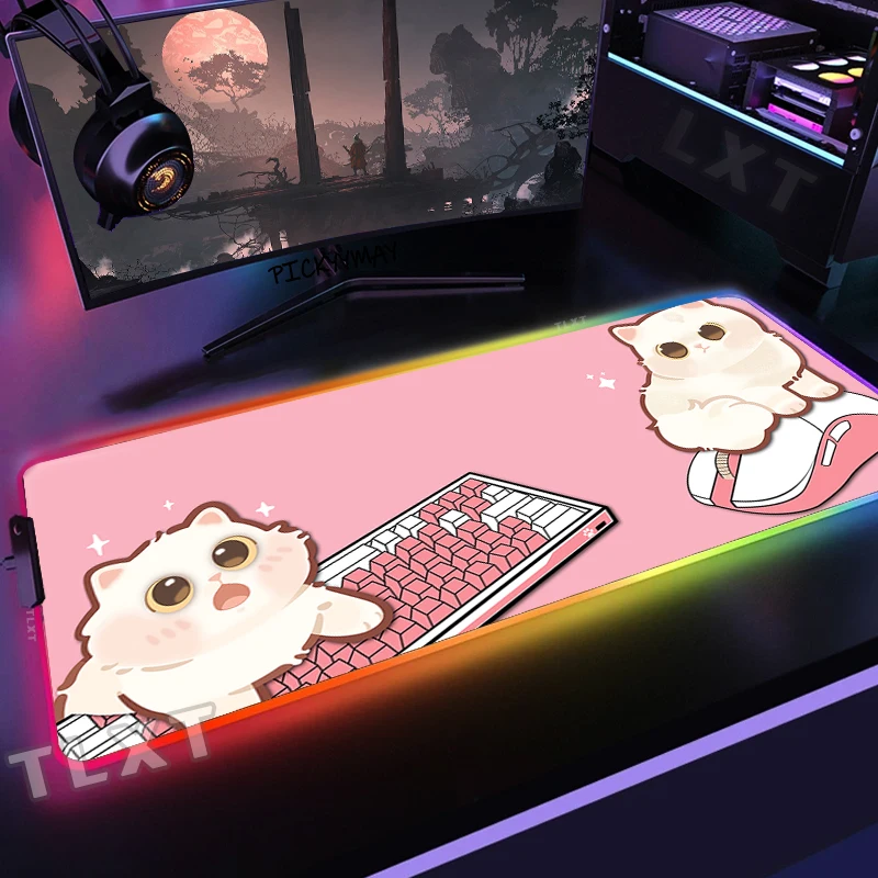 RGB grande, Mousepad LED Kawaii, Almofada de