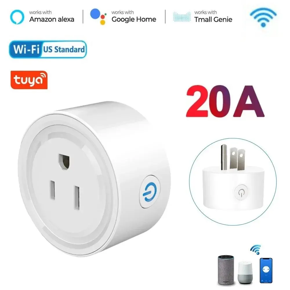 Tuya WiFi Smart Plug US Standard 20/10A Smart Home WiFi Outlet Works with Alexa Google Home,Remote Control Your Home Appliances 1
