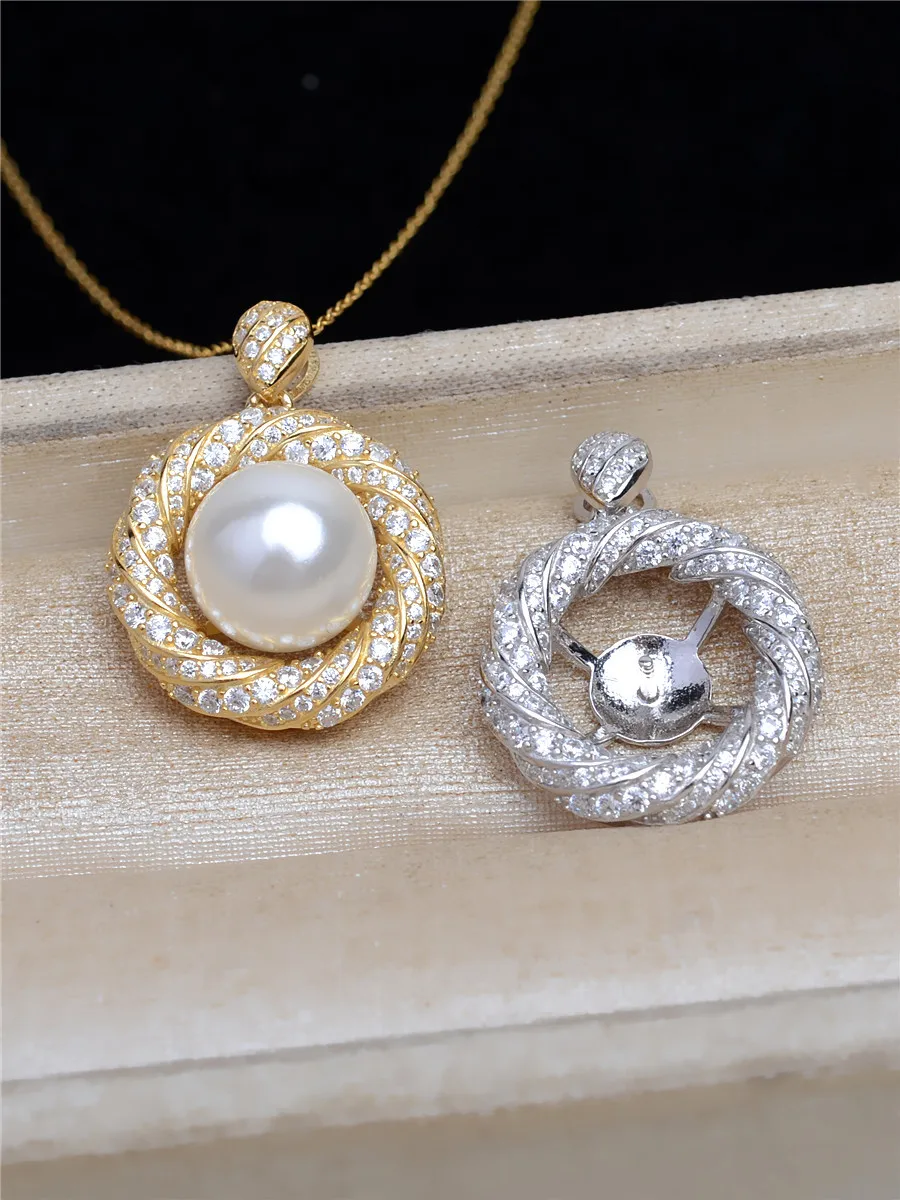

NEW Handmade AAA 11-12mm 10-11mm natural south sea white pearl pendant necklace 925s 18in 3
