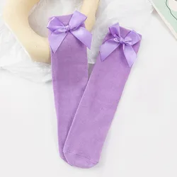 Girls' Cotton Bowknot Knee - High Socks - Stylish & Cute Stockings Set - One Size(0 - 9Y) (1 pair)