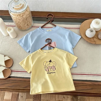 Summer Clothes Kids T-shirts Short Sleeved Tops Simple Fashion Versatile Children's Casual Tees Baby Girl Boy O-neck T Shirt 1