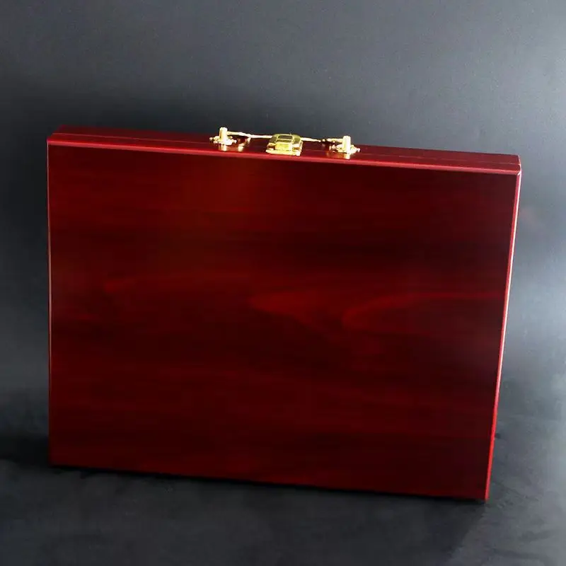 Paint Chip Box Portable Mahjong Wooden Box Flip Top Gambling Gift Briefcase