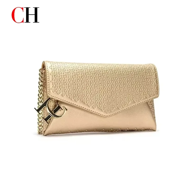 CH Vintage Letter Hardware Envelope Bag Ladies Removable Chain Shoulder Crossbody Handbag Party Evening Bag Comes With Gift Box 5