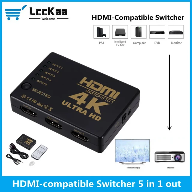 hdmi switch splitter,intelligent 5-port hdmi switch