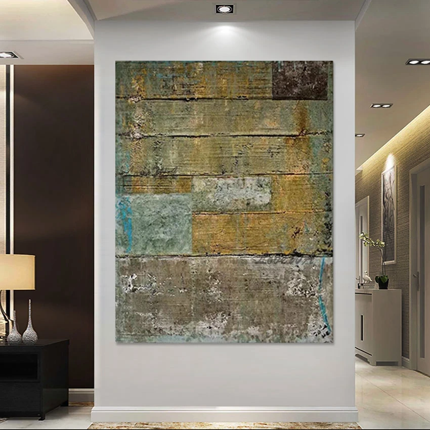 

Большой Декор современного ресторана ручной работы, картина, дизайн без рамы, настенное абстрактное искусство, Акриловая картина маслом на холсте