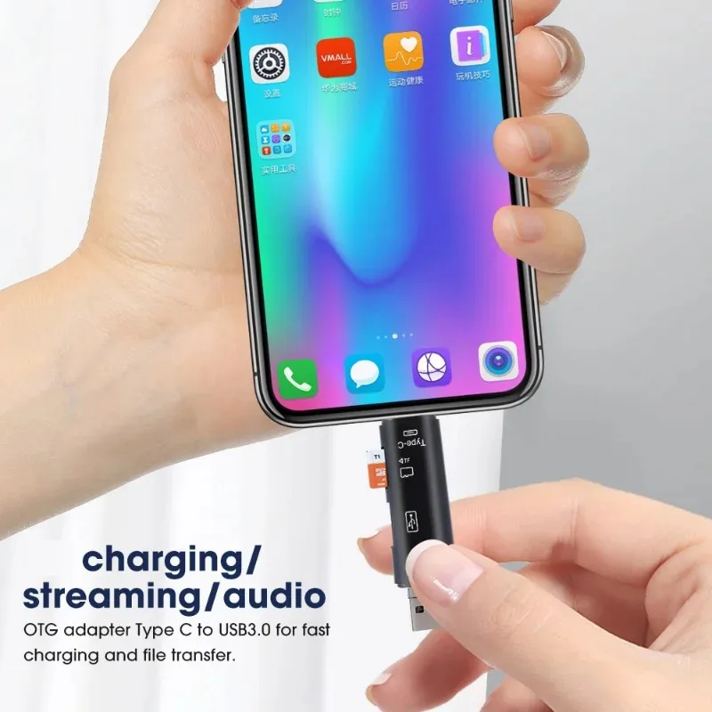 Card Reader 5 in 1 Type-C/Micro/TF/USB 2.0 OTG Adapter SD Card Reader Compatible for Laptop Android IOS Computer Memory Card Reader Adapter card reader otg adapter sd card reader