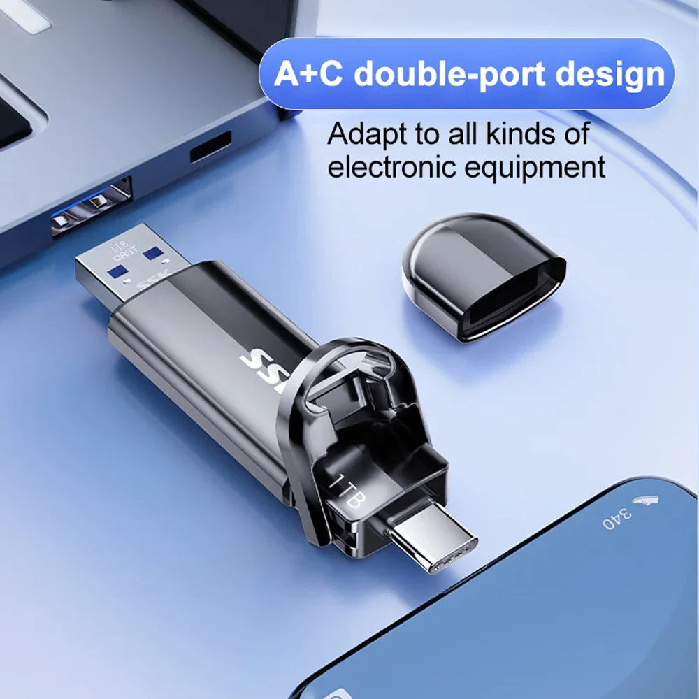 SSK 휴대용 SSD 256G/1T/2T SSD USB 드라이브 550MB/S 고속 외장형 솔리드 스테이트 드라이브 Type C USB 3.2 노트북 Mac용 듀얼 드라이브