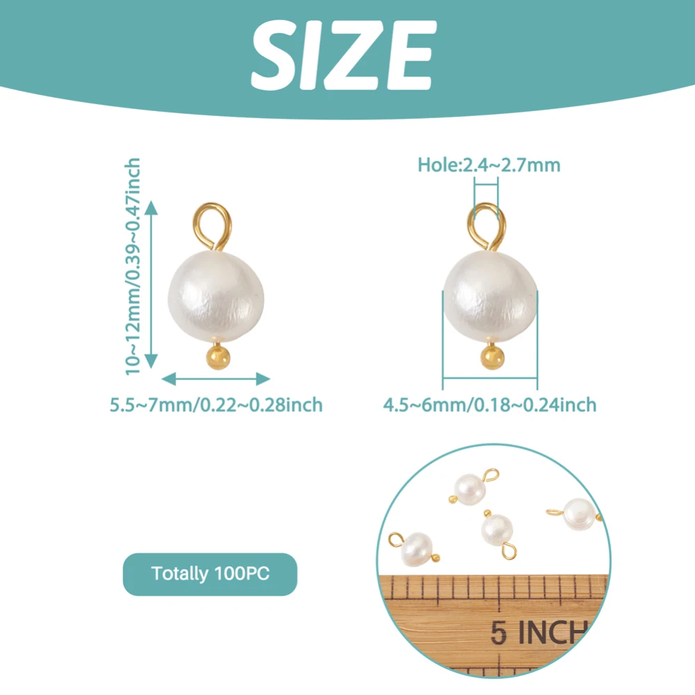 1 Pack Natural Cultured Freshwater Pearl Charms With Golden/Platinum Color Ball Head Pin for Earring Necklace DIY Jewelry Making