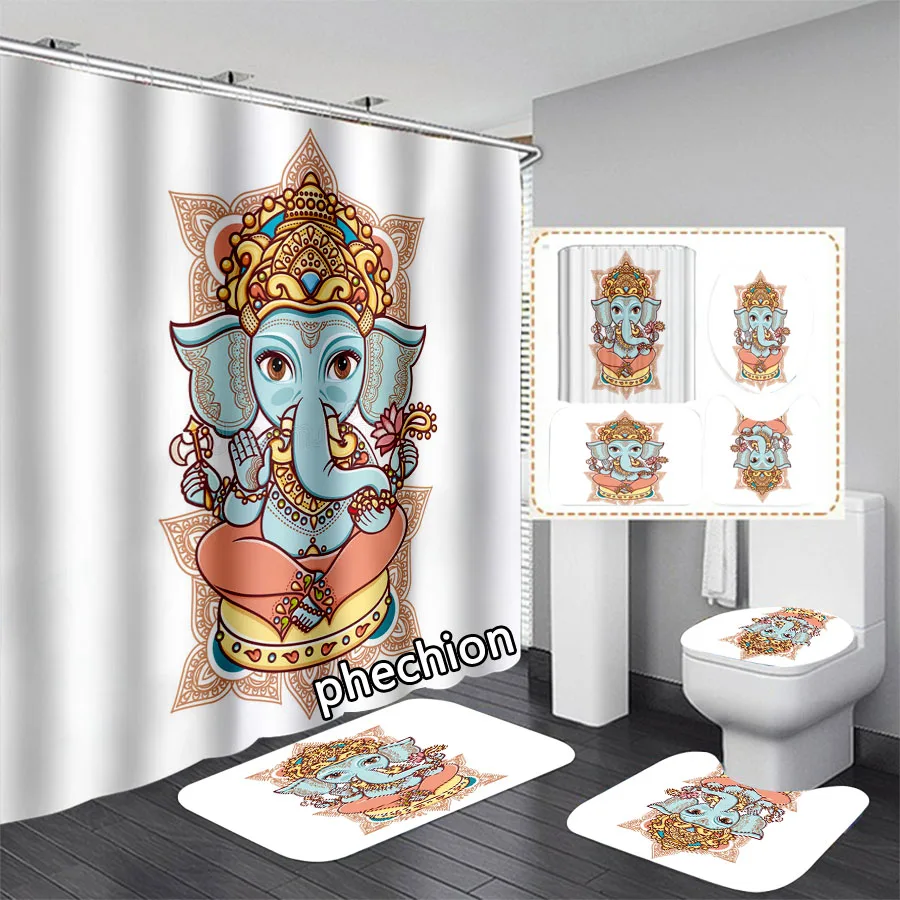 3D-Print-Hinduism-God-Lord-Ganesha-Shower-Curtain-Waterproof-Bathroom ...