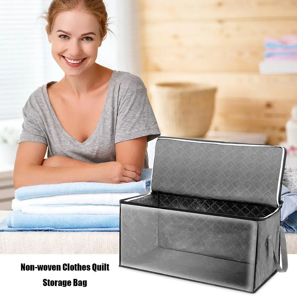 Foldable Blanket Storage Bags Sweater Quilts Organizer with Sturdy Zippers Closet Organizer Large Clear Window & Carry Handles 2
