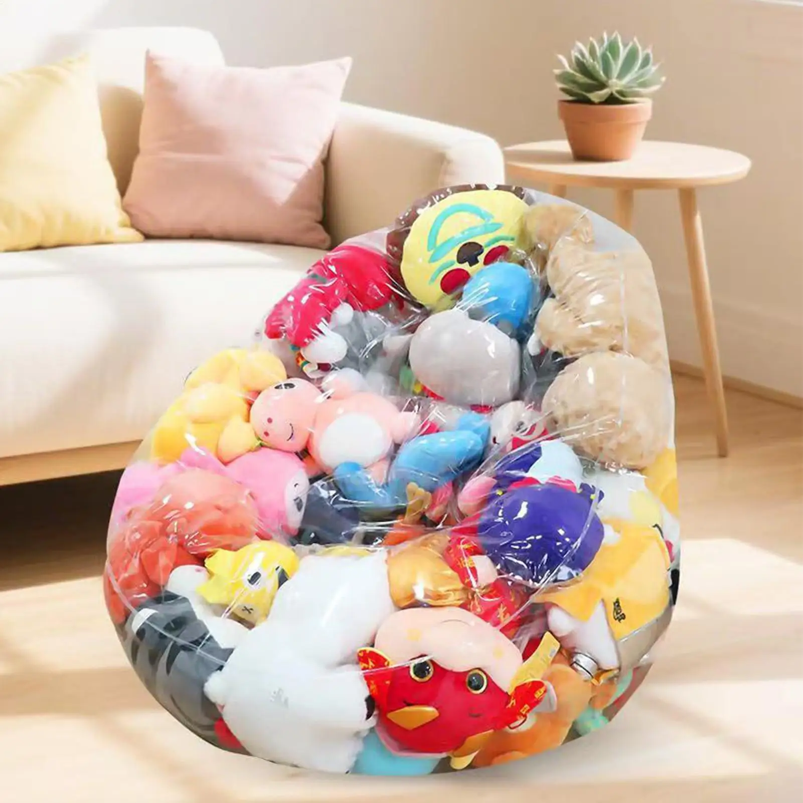 Bean Bag Chair Cover Clear Large Storage Organizer Kids Storage Bag Chair Cover For Toys Doll Girls Adult Teens Kids Room Dorm