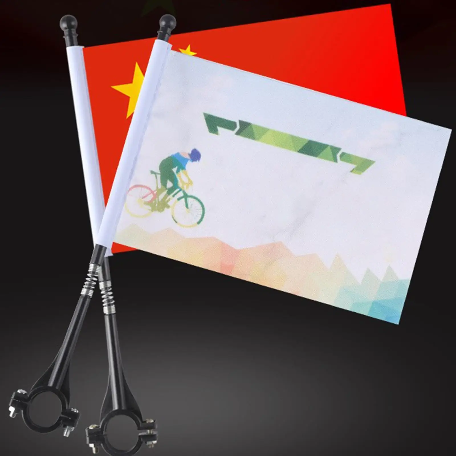 2x Bicycle Outdoor Flagpole Race Flagstick Solid Bikes Flag Accessories