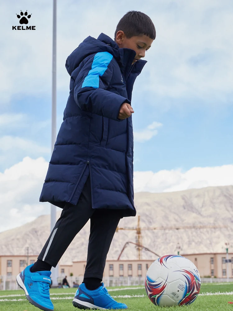 Kelme Children's Down Jacket Winter Sports And Leisure Boys' Coat Football Hooded Jacket Thickened Warm Windproof