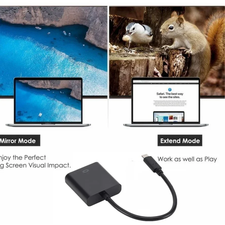 USB-C type-C VGA cable adapter, suitable for MacBook, 12 inches, Chromebook Pixel Lumia 950XL