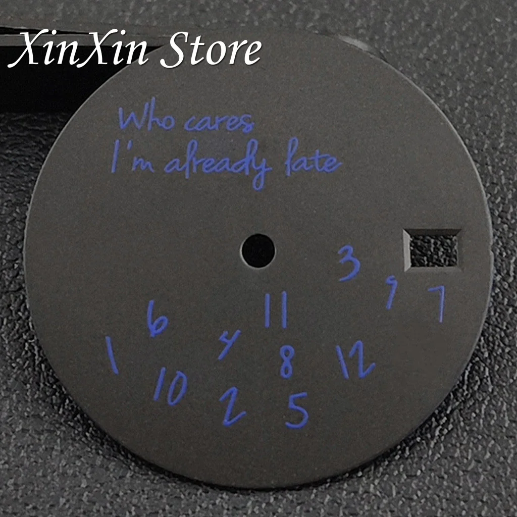 Blue Who Cares It's Already Late Watch Dial with Lightning Second Hand Design