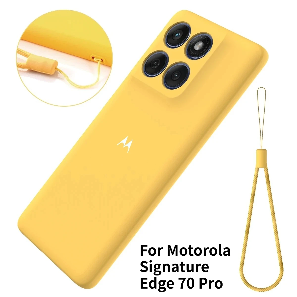 Silicone Skin Feel Phone Case with M Logo and Lanyard Attachment