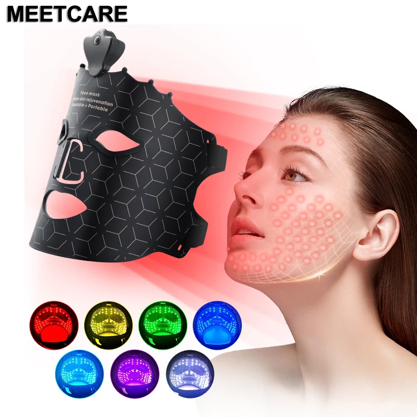 7 Colors LED Face Mask Silicone Therapy Photon Mask for Oil Control Whitening Brighten Skin Rejuvenation Anti Wrinkle Acne Pore