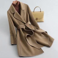 High-End Double-Sided Woolen Coat Women's Fashionable Autumn Winter New Style Korean Version Medium-Length Trendy Outerwear