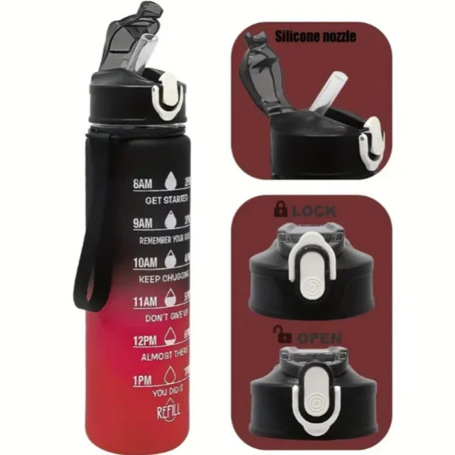 750ML Sports Water Bottle with Time-Tracking Straw Leak Proof Locking Flip Cover for Easy Carry Ideal for Outdoor Adventures 2