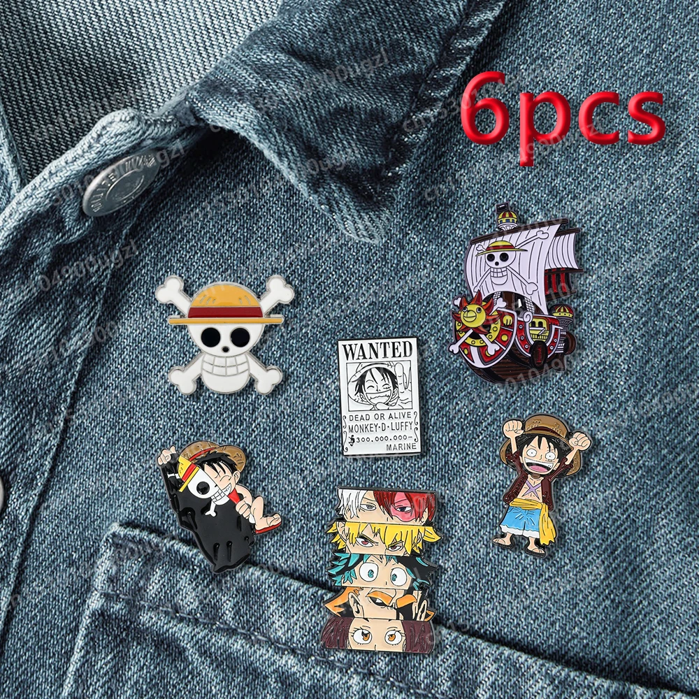thumbnail image 1 of Juego de broches de una pieza de Anime Luffy Zoro Ace Going, Pin de dibujos animados, accesorios de mochila, emblema de ropa emparejado, regalos de joyería, 1 of 4