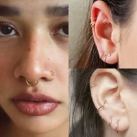 Anneau de nez en acier chirurgical 316L 18G, boucles d'oreilles en forme de cerceau pour cartilage pour femmes et hommes, bijoux de piercing 6 mm/8 mm/10 mm/12 mm 5